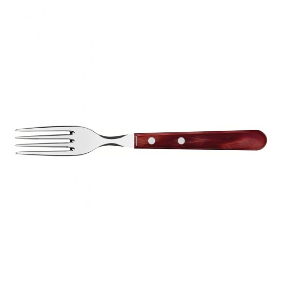 Jogo 6 Garfos Polywood Jumbo Aço Inox Tramontina Com Cabo De Madeira Vermelho